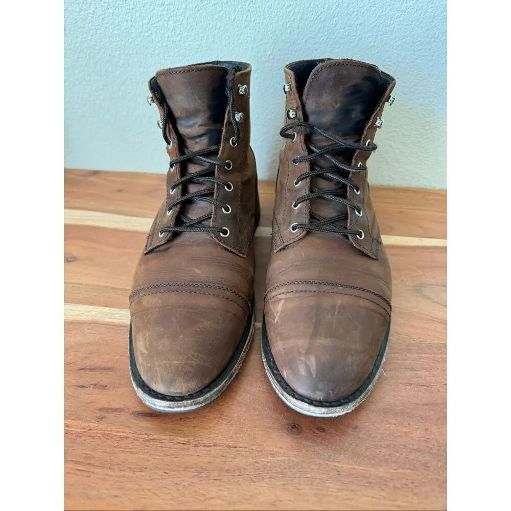 Thursday Boot Company Rustic Brown Cap-Toe Lace-Up Boots